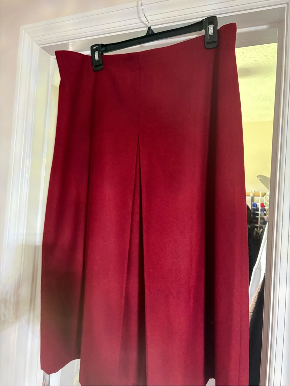 H&M Burgundy A-Line Midi Skirt with Center Pleat